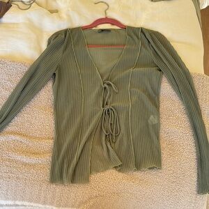Zara Sage Green Ribbed Top